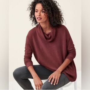 Garnet Hill Turtleneck Long Sleeve Tencel Maroon Pullover Sweater Casual
